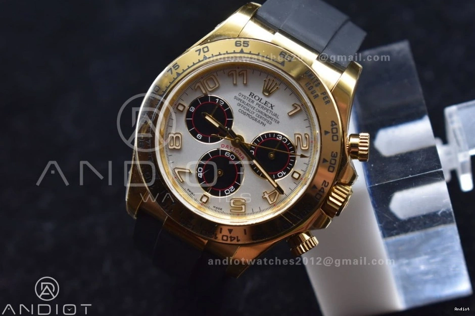 Best V2 116519 Case Rubber Strap 904L SA4130 Gold Daytona Black Clean SS Edition On 1:1 Dial 0418